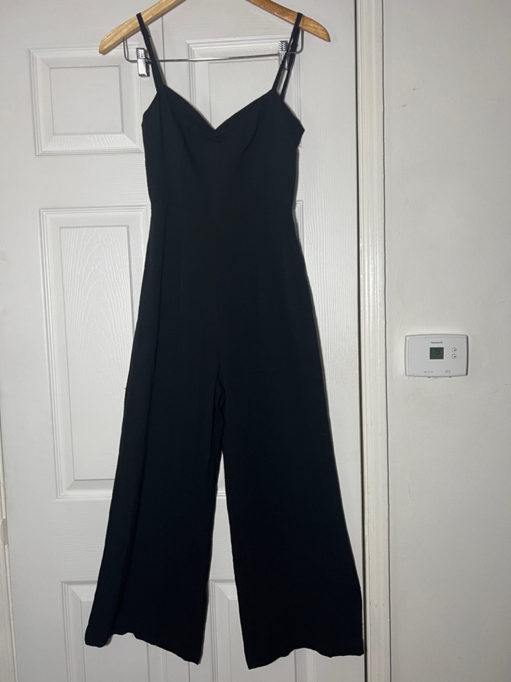 Reformation Black V-Neck Wide-Leg Jumpsuit